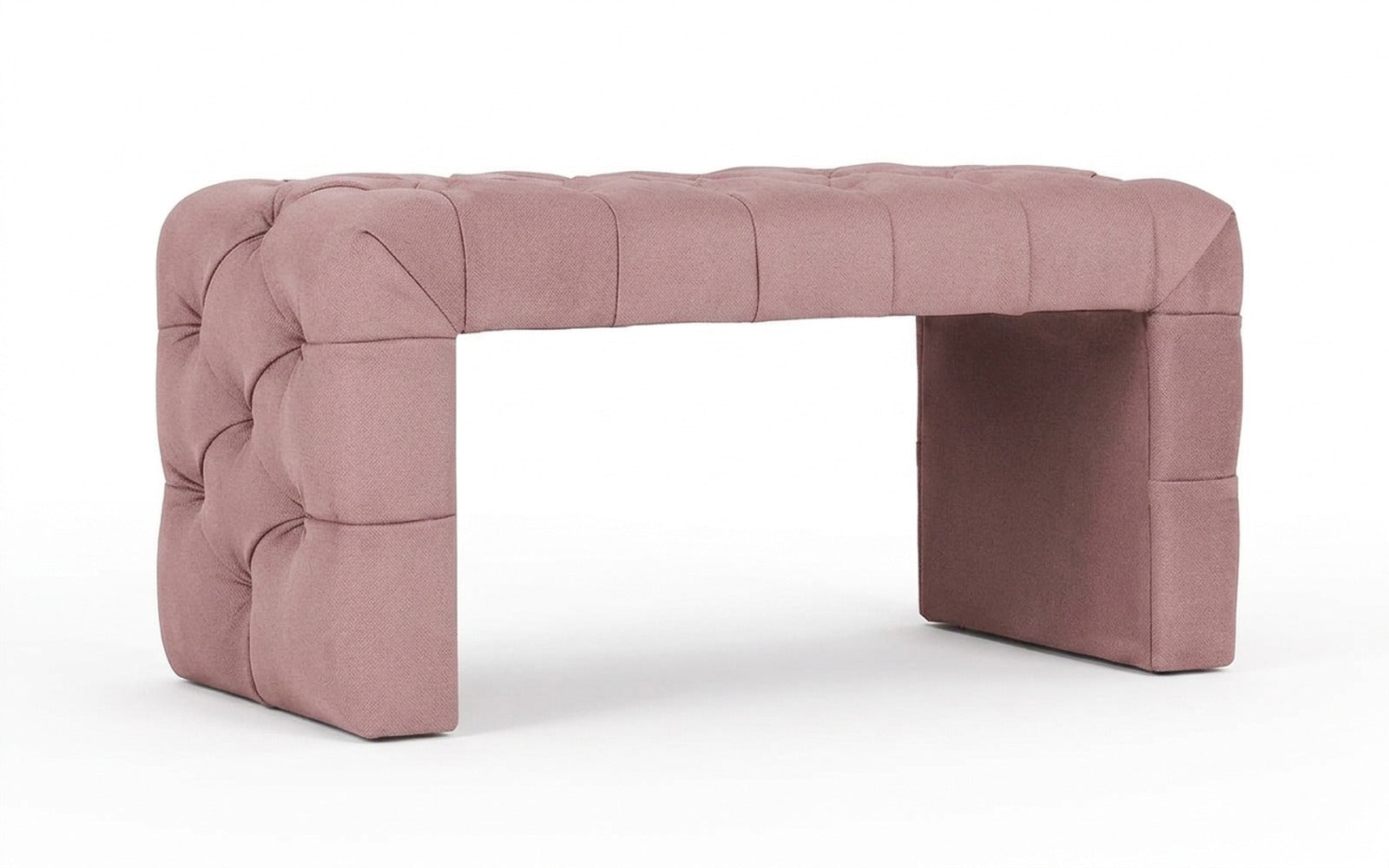 Greta bench in Sky Velvet 252 fabric, product photo on white background