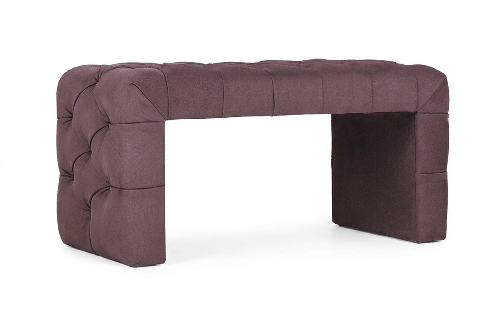 Greta bench in Sky Velvet 253 fabric, product photo on white background