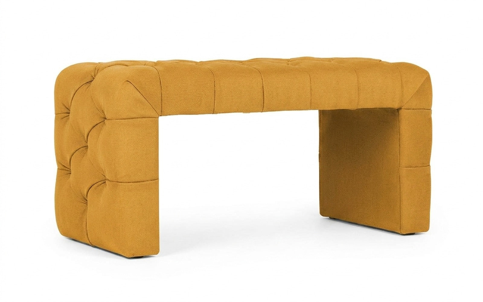 Greta bench in Sky Velvet 30 fabric, product photo on white background