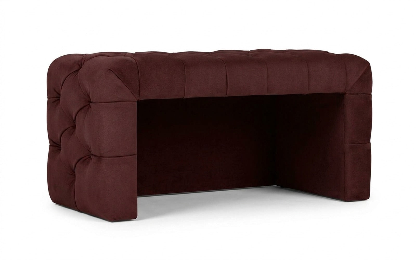 Greta bench in Sky Velvet 32 fabric, product photo on white background