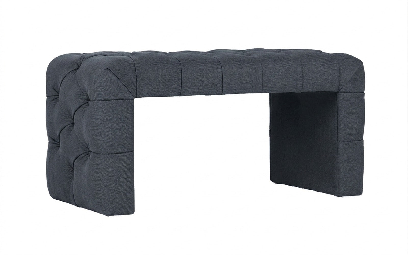 Greta bench in Sky Velvet 40 fabric, product photo on white background