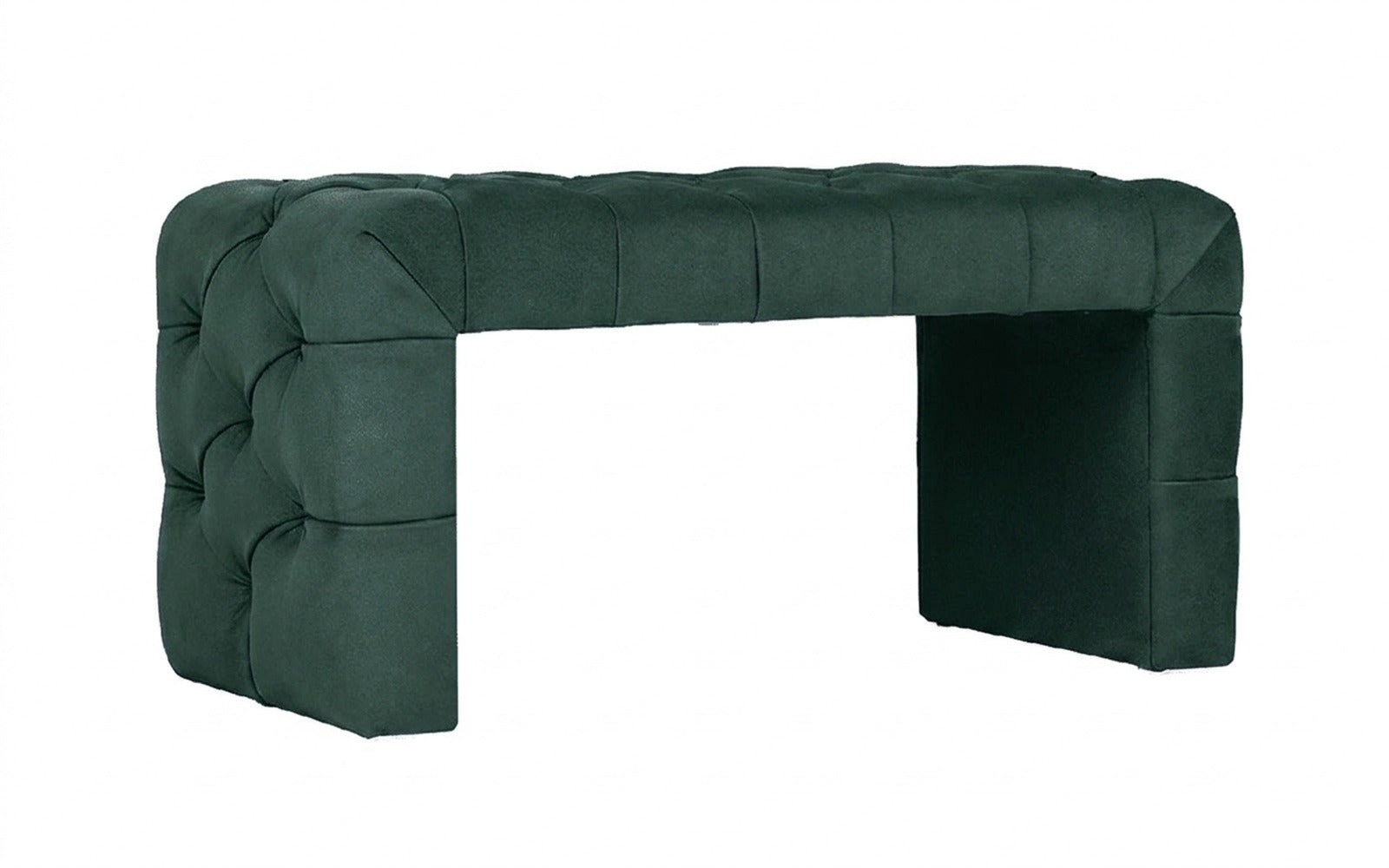 Greta bench in Sky Velvet 42 fabric, product photo on white background