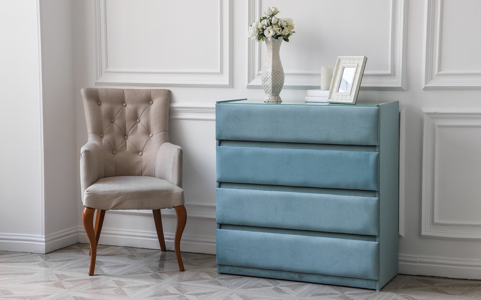 Lorenco dresser in a bedroom interior, view 2
