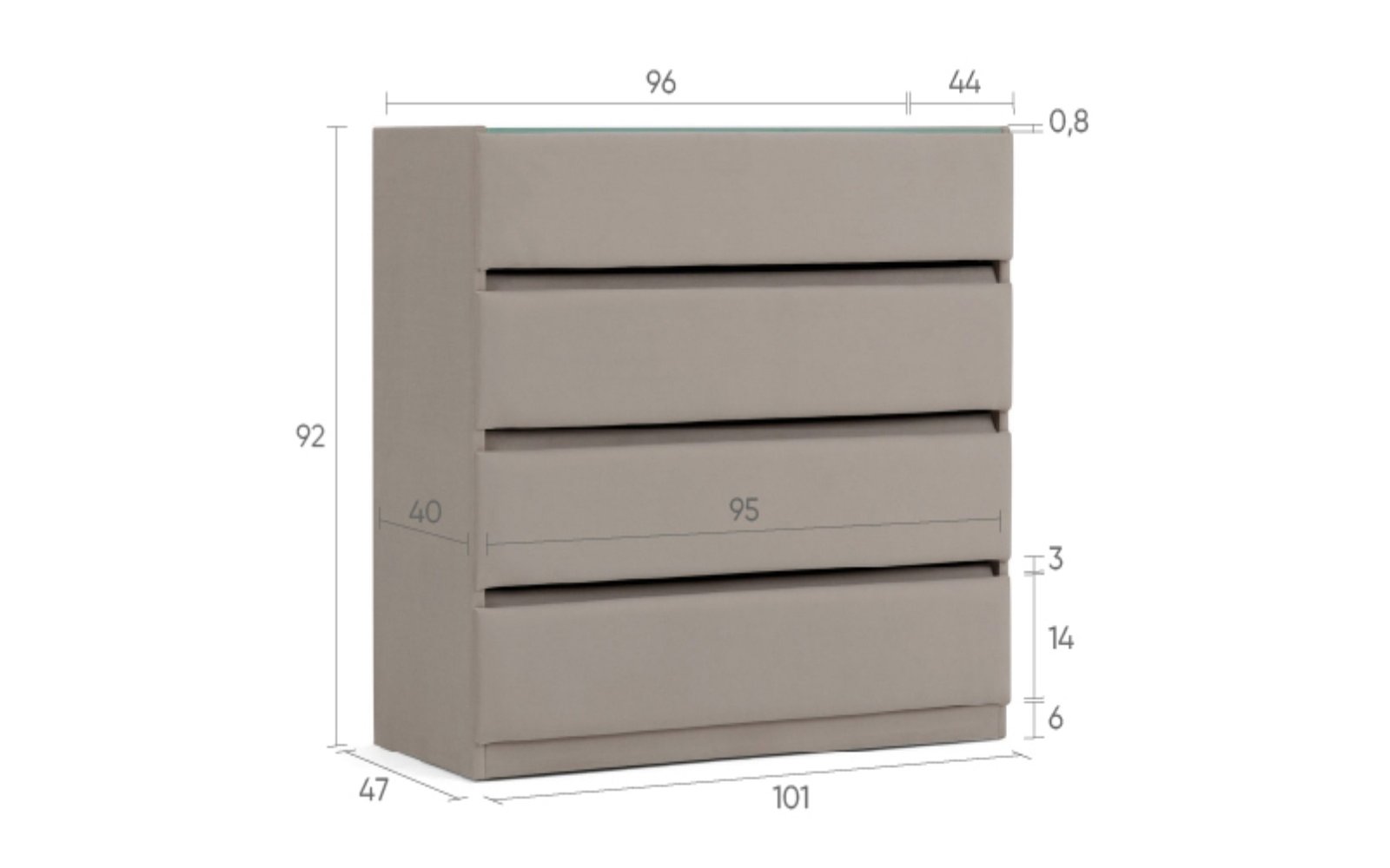 Lorenco dresser, product photo on white background, view 2