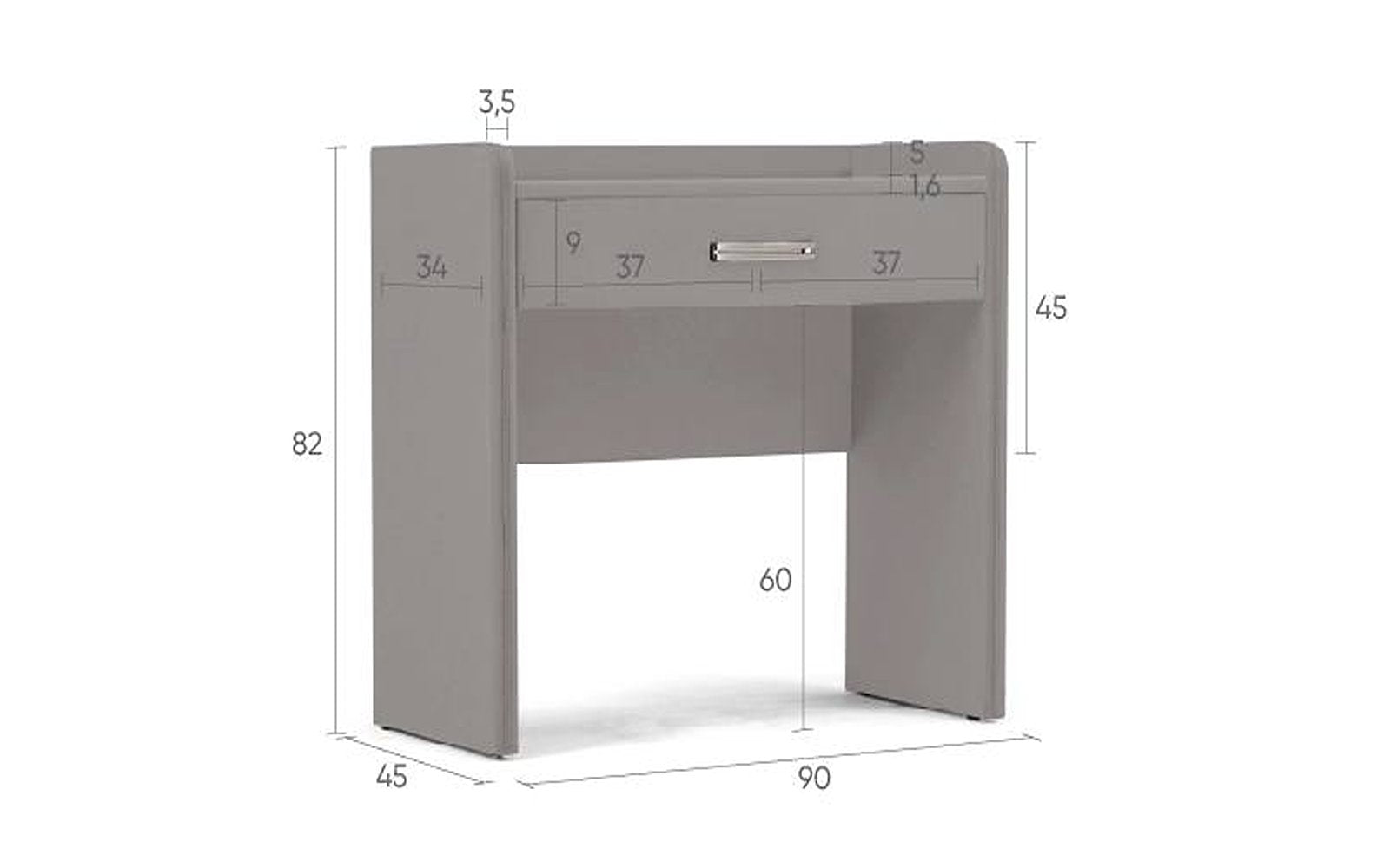 Fransis dressing table, product photo on white background, view 4