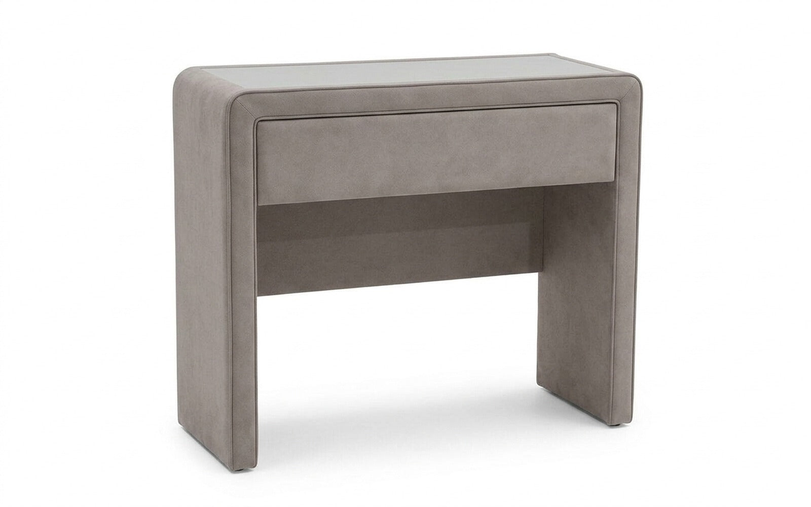 Orly dressing table in Casanova Grey fabric, product photo on white background