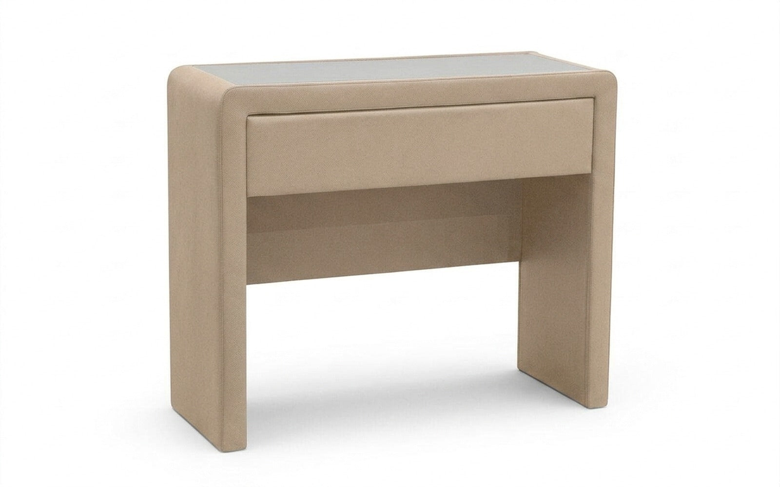 Orly dressing table in Casanova Milk fabric, product photo on white background