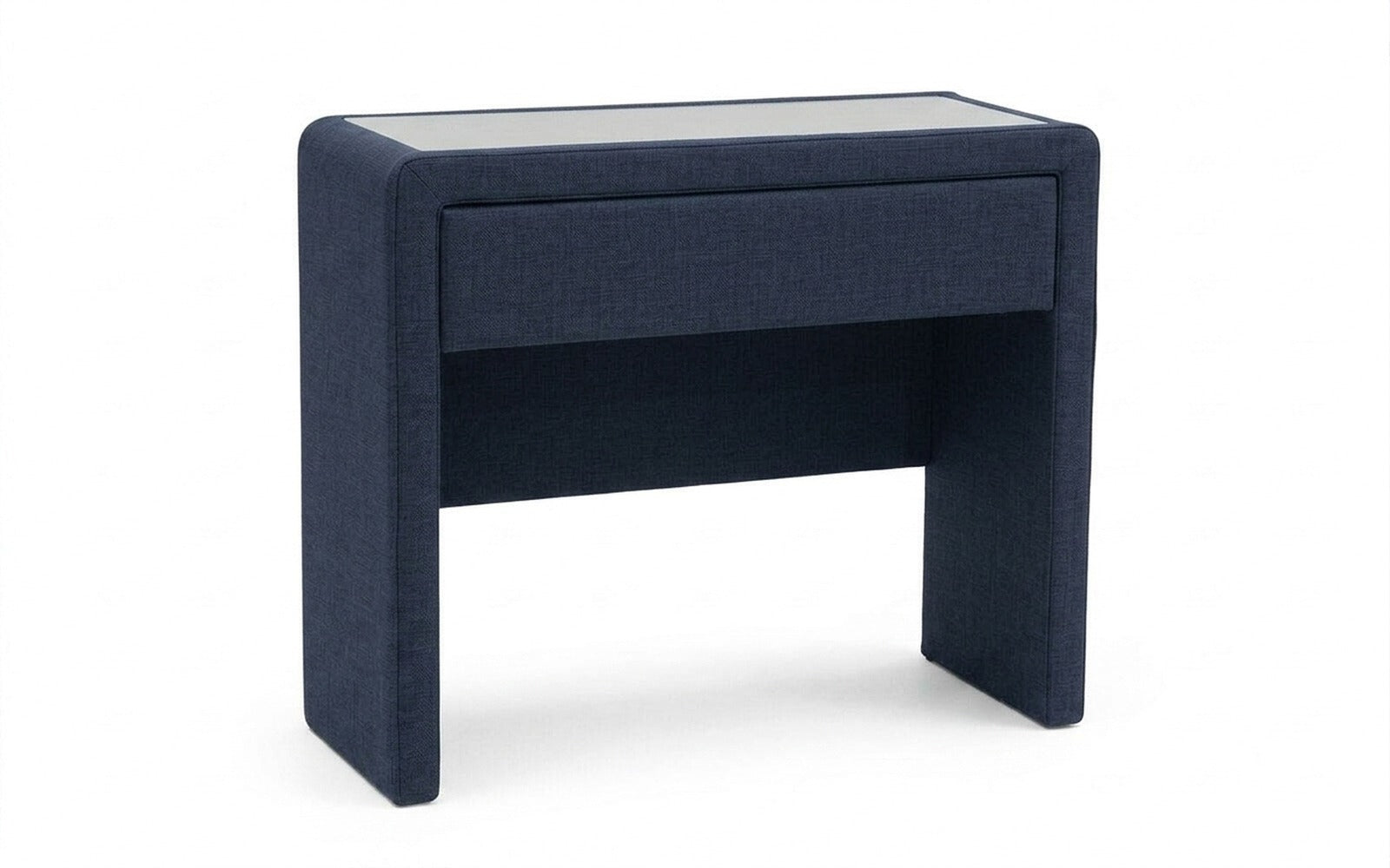 Orly dressing table in Lidot Blue fabric, product photo on white background
