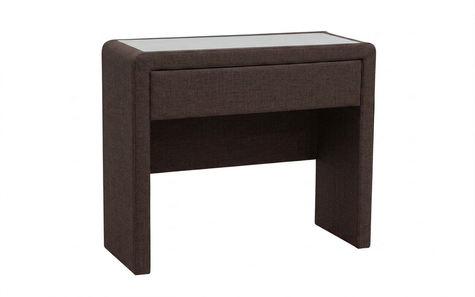 Orly dressing table in Lidot Brown fabric, product photo on white background