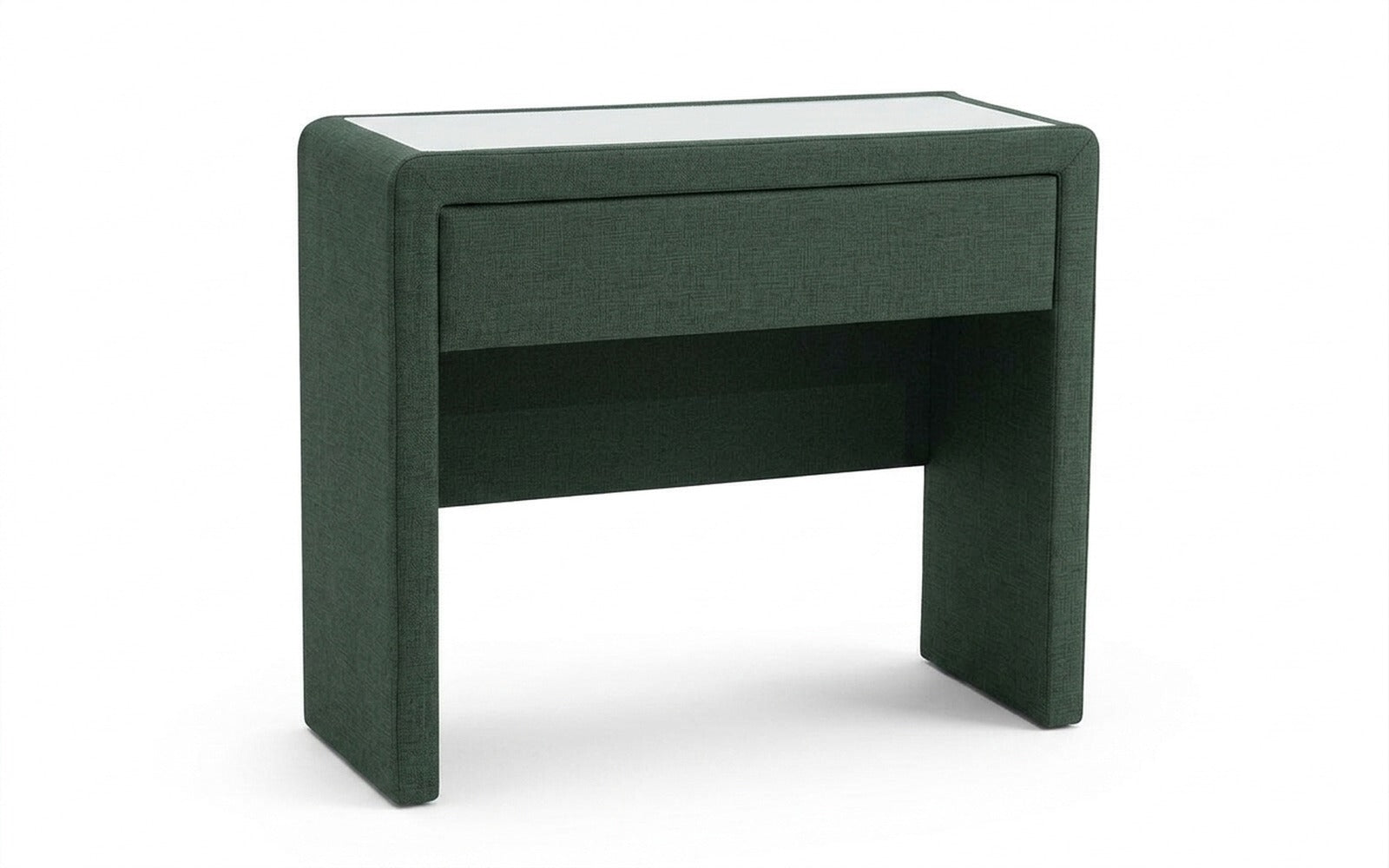 Orly dressing table in Lidot Green fabric, product photo on white background