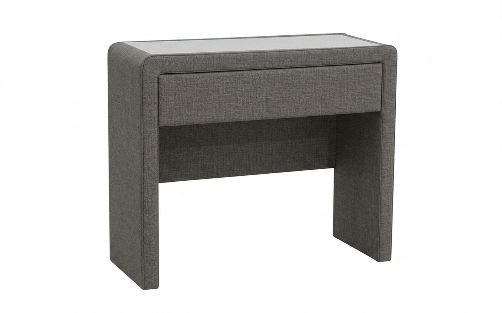 Orly dressing table in Lidot Grey fabric, product photo on white background
