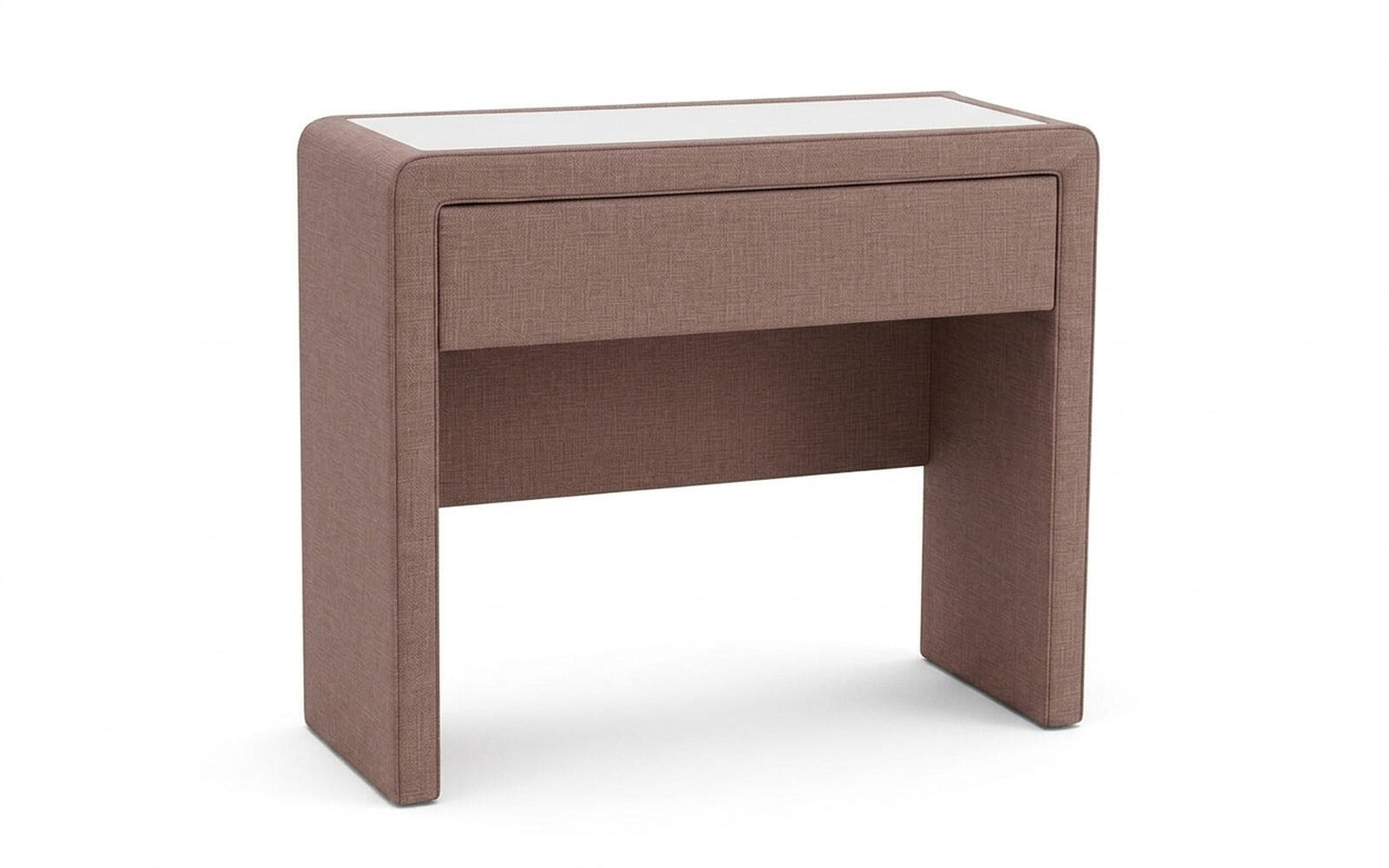 Orly dressing table in Lidot Lilac fabric, product photo on white background