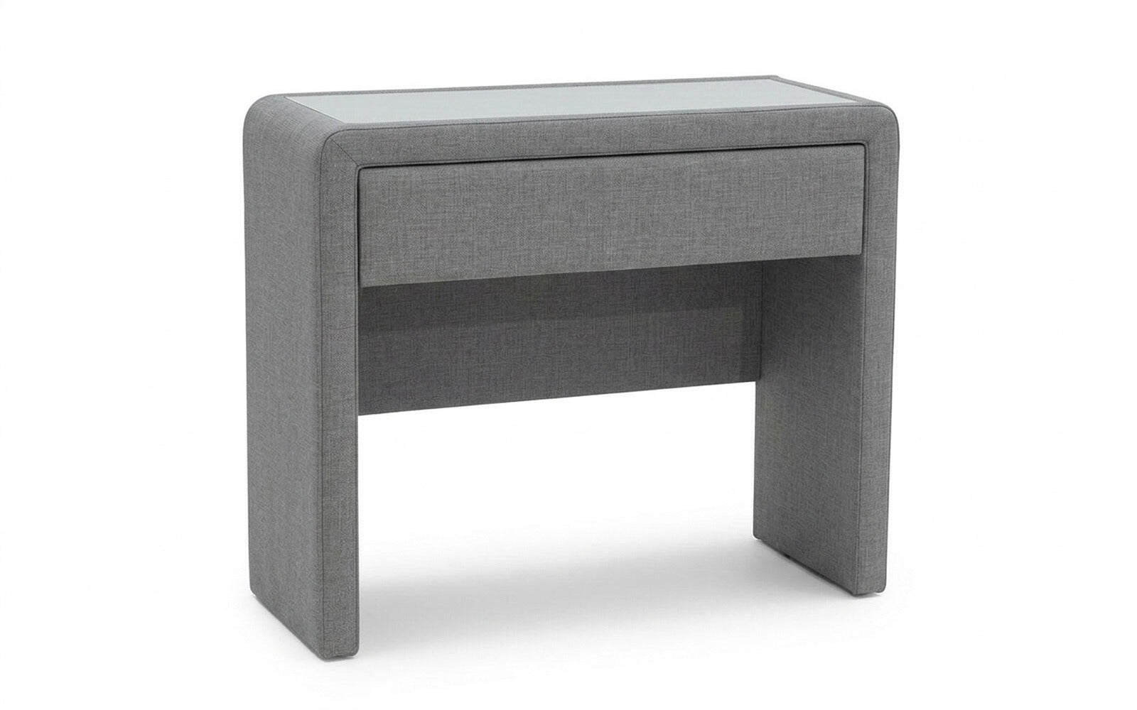 Orly dressing table in Lidot Silver fabric, product photo on white background