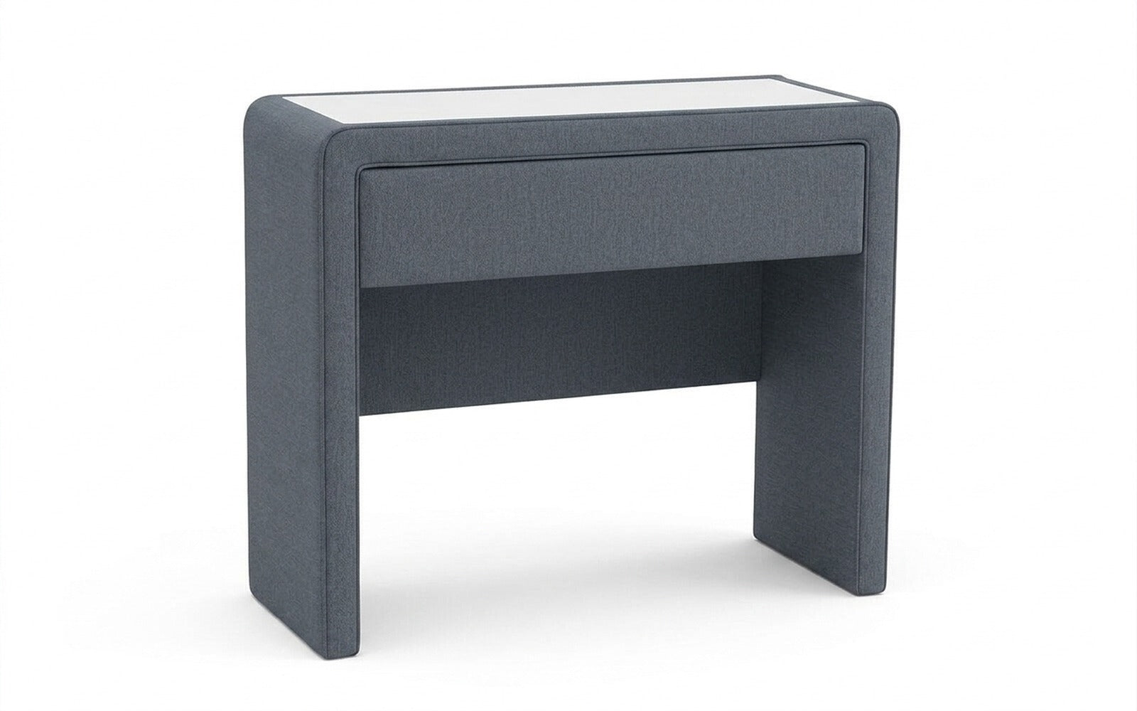 Orly dressing table in Prime Blue fabric, product photo on white background