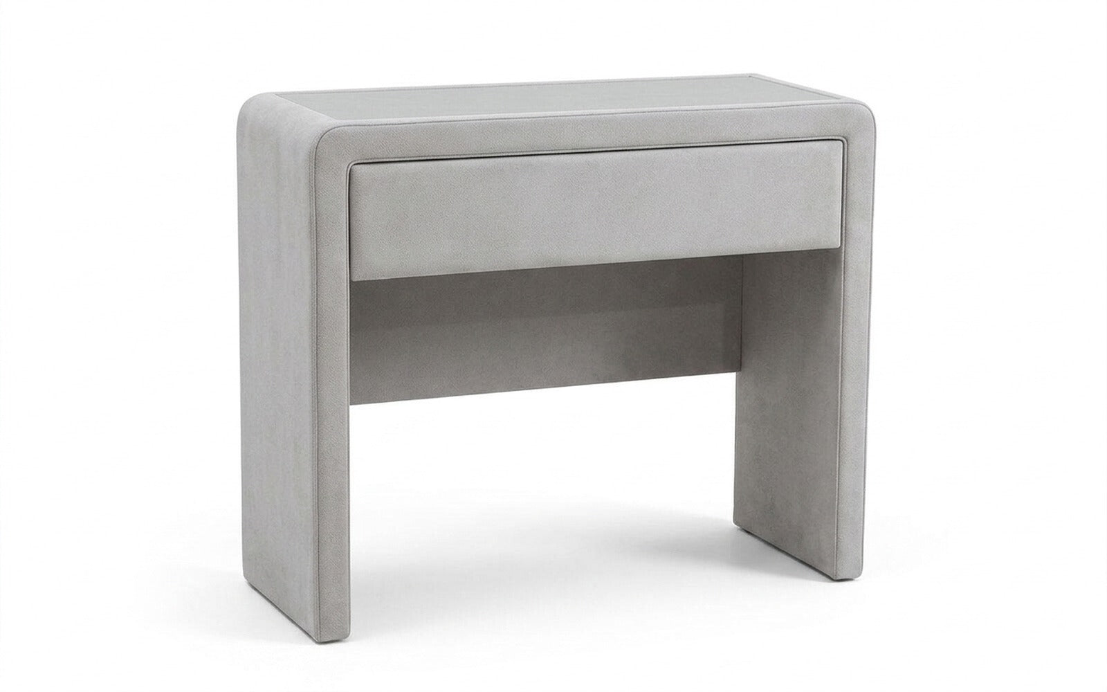 Orly dressing table in Prime Grey fabric, product photo on white background