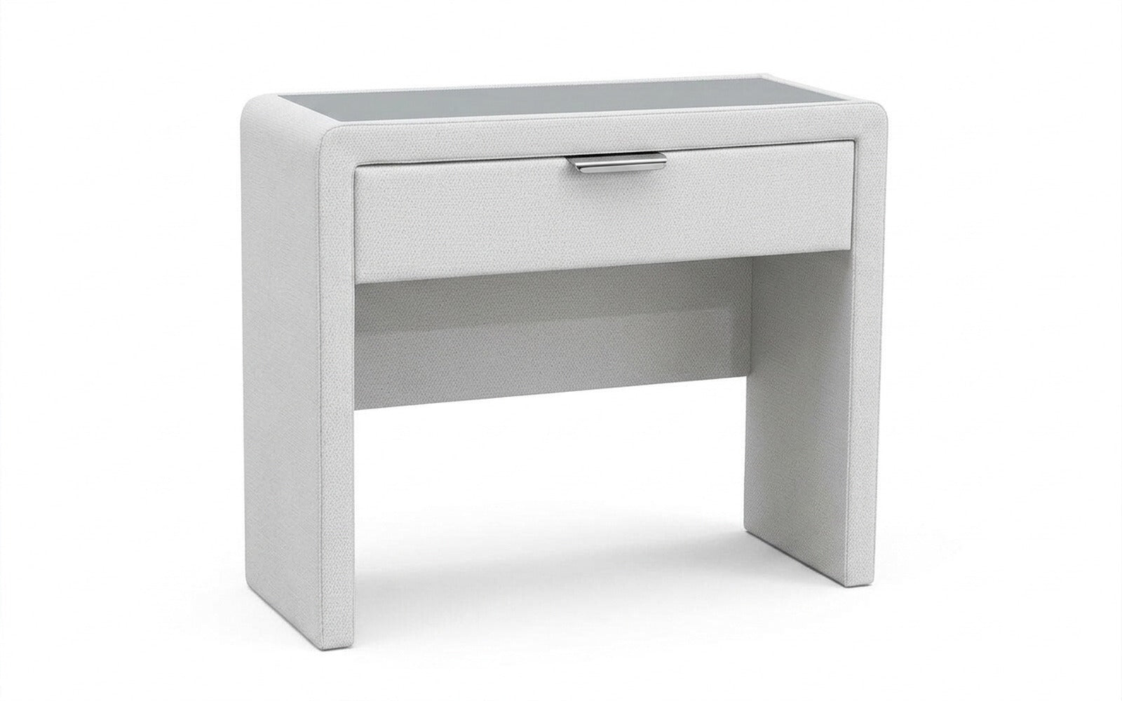 Orly dressing table in Royal I Haze fabric, product photo on white background