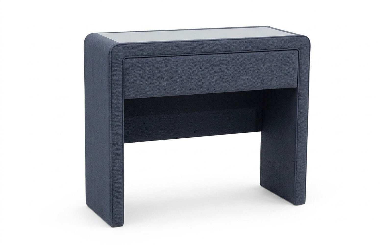 Orly dressing table in Royal I Indigo fabric, product photo on white background