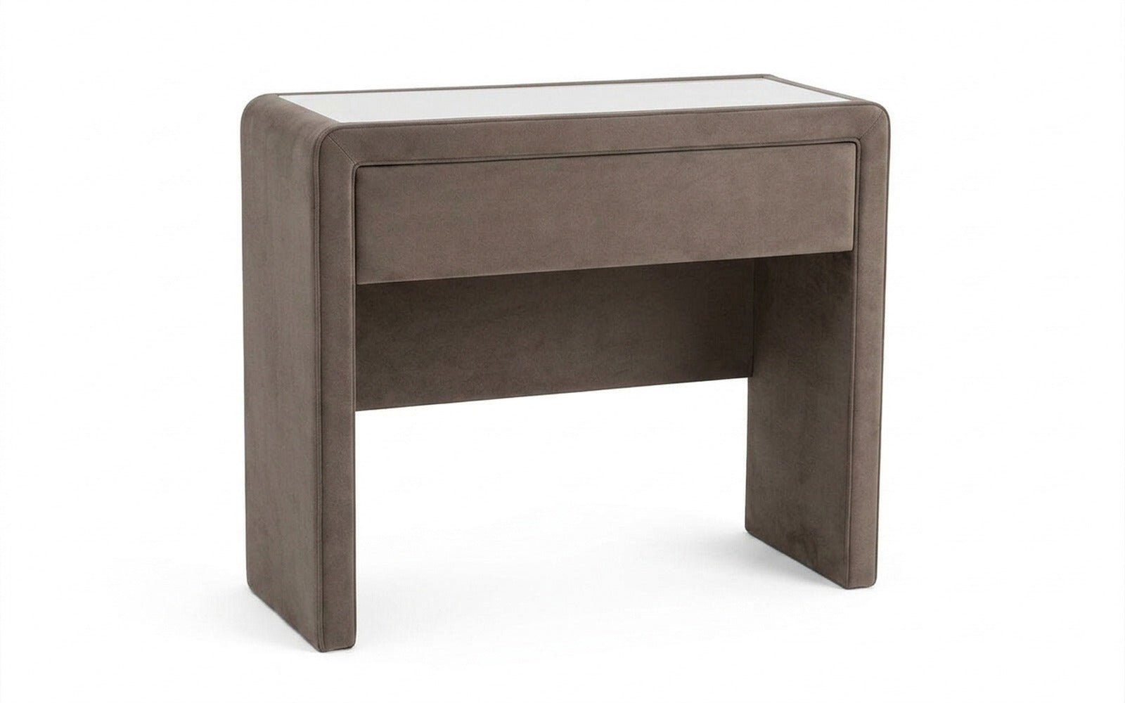 Orly dressing table in Sky Velvet 02 fabric, product photo on white background