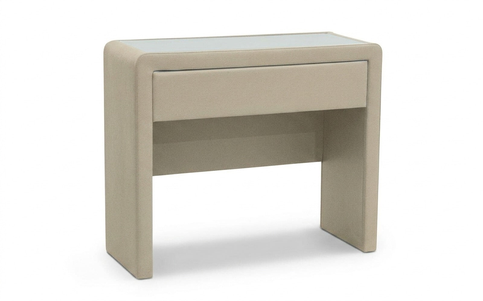 Orly dressing table in Sky Velvet 03 fabric, product photo on white background