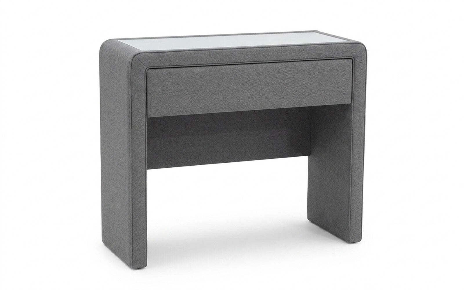 Orly dressing table in Sky Velvet 08 fabric, product photo on white background