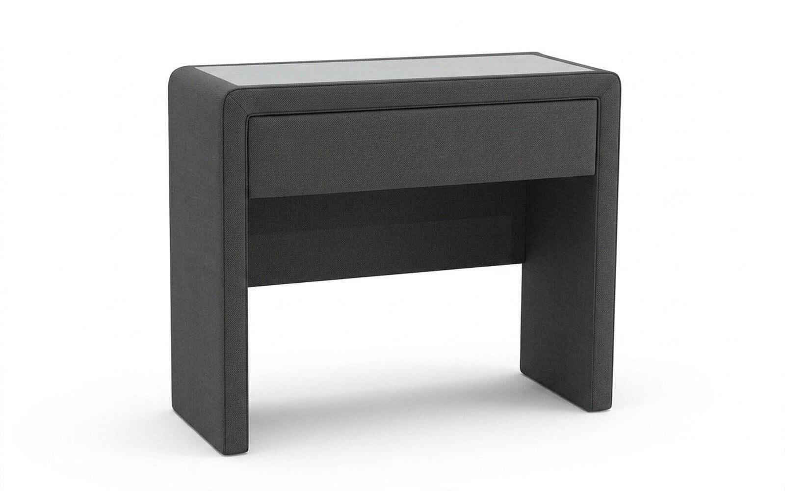 Orly dressing table in Sky Velvet 16 fabric, product photo on white background