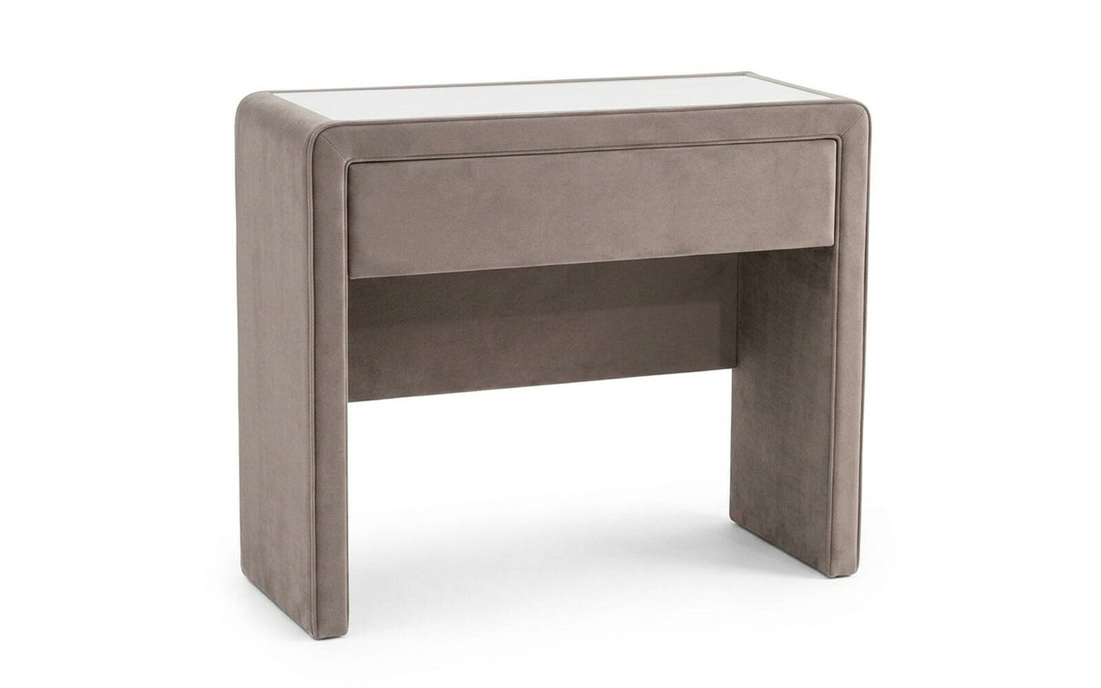 Orly dressing table in Sky Velvet 17 fabric, product photo on white background