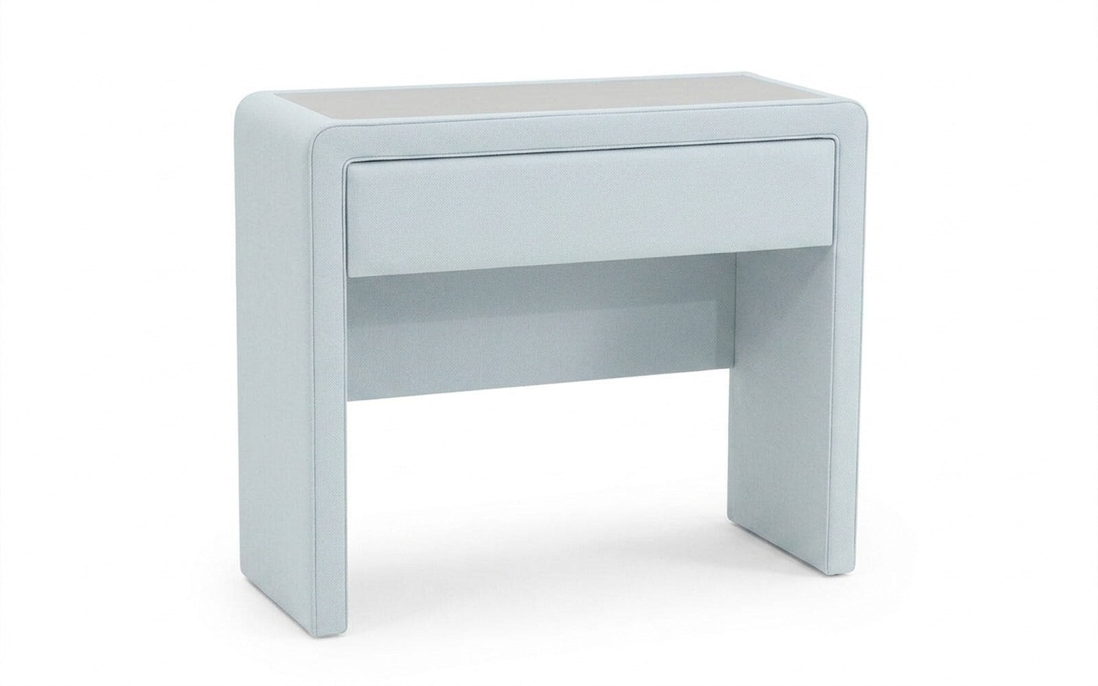 Orly dressing table in Sky Velvet 18 fabric, product photo on white background