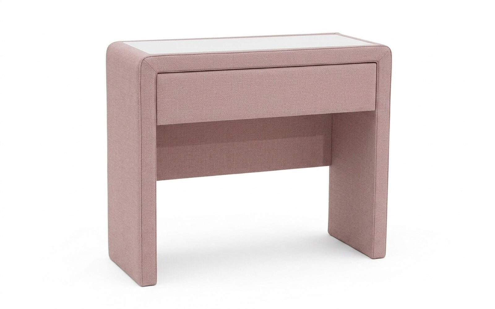 Orly dressing table in Sky Velvet 252 fabric, product photo on white background