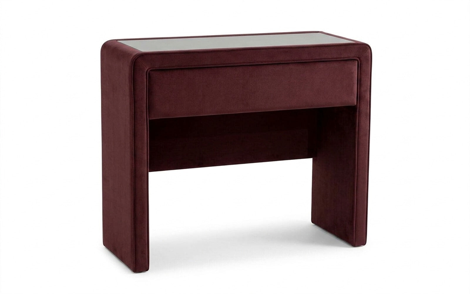 Orly dressing table in Sky Velvet 32 fabric, product photo on white background