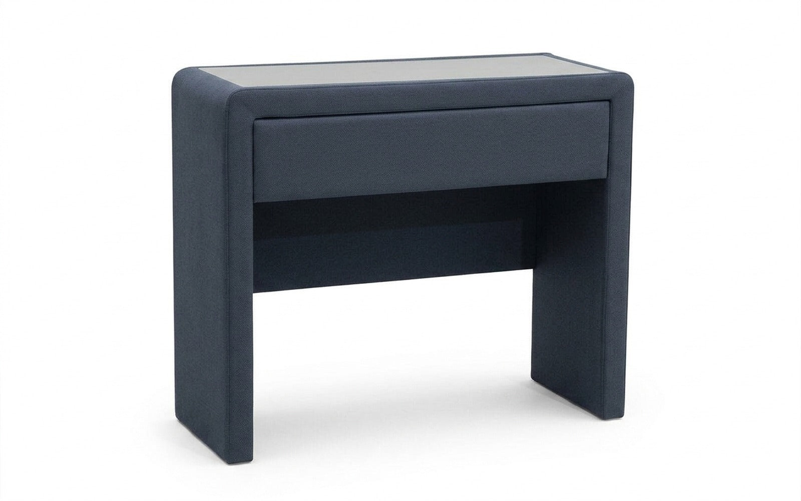 Orly dressing table in Sky Velvet 40 fabric, product photo on white background