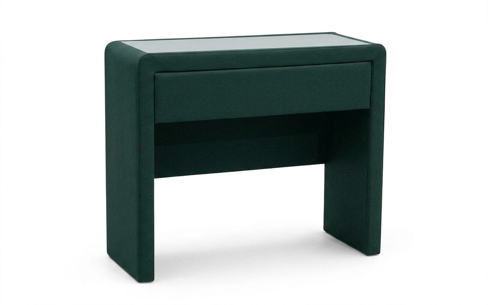 Orly dressing table in Sky Velvet 42 fabric, product photo on white background