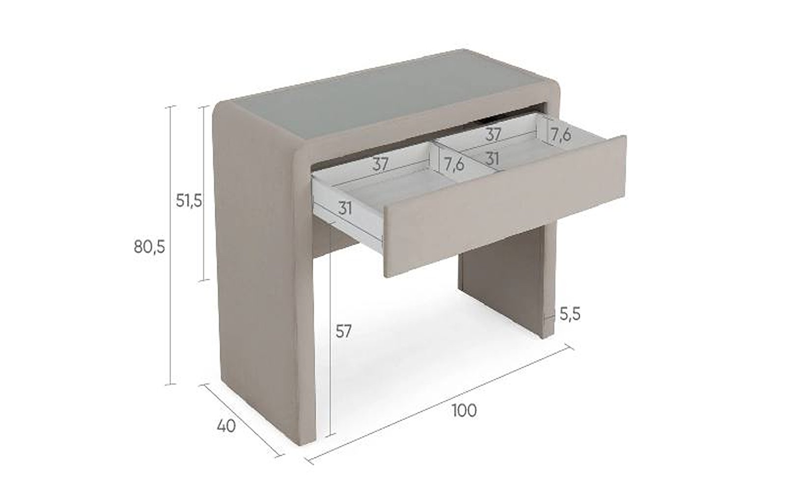 Orly dressing table, product photo on white background, view 1