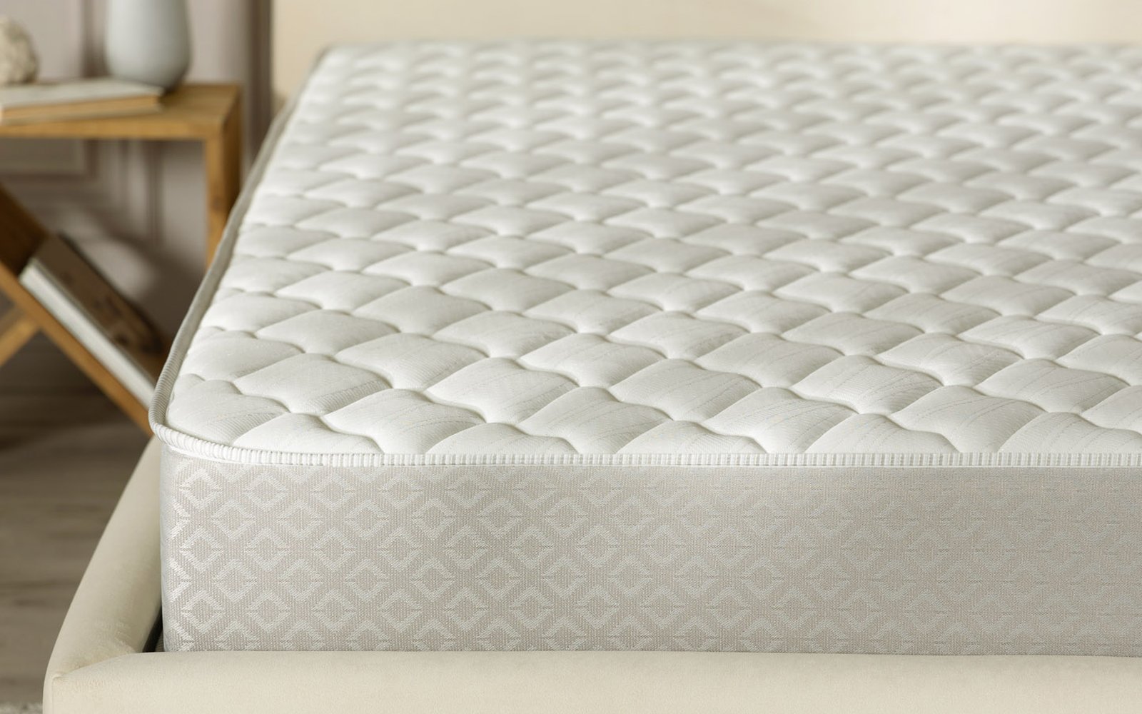 Classic Hard mattress in a bedroom interior, view 4