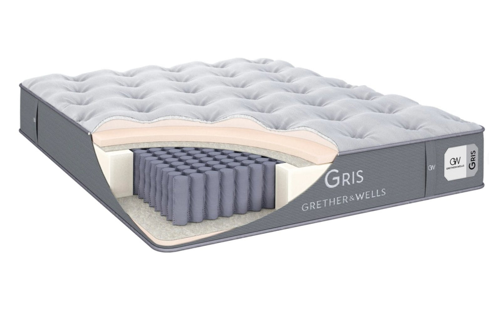 Grether & Wells Gris mattress, product photo on white background, view 1