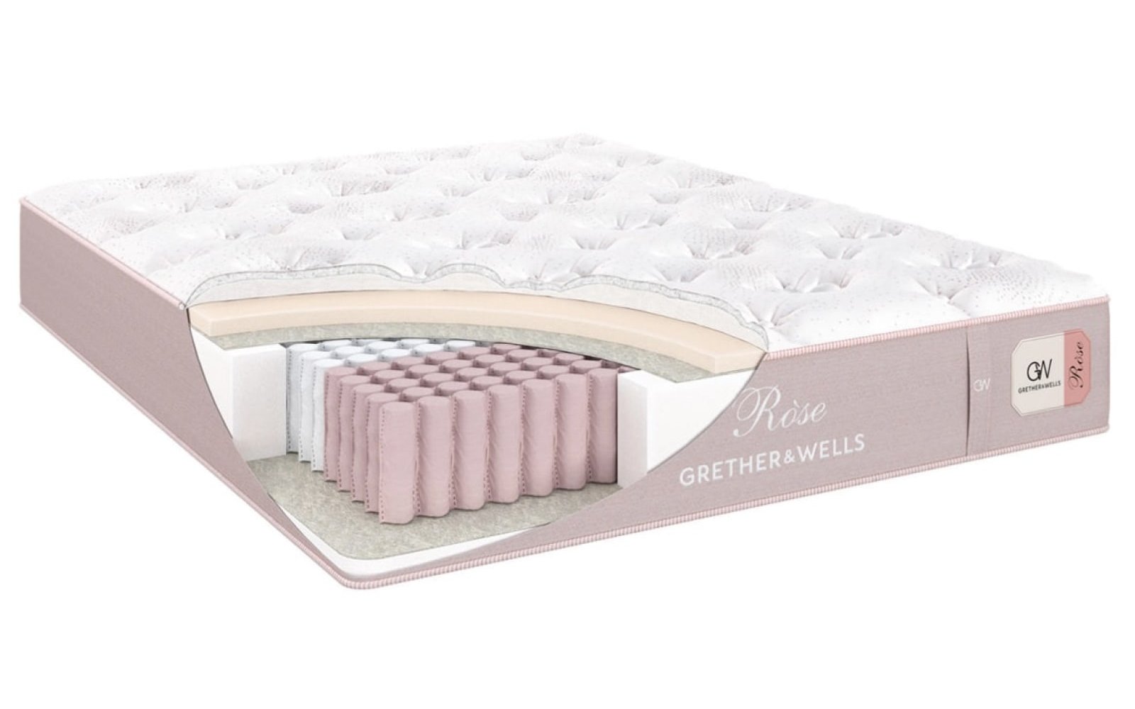 Grether & Wells Rose mattress, product photo on white background, view 2