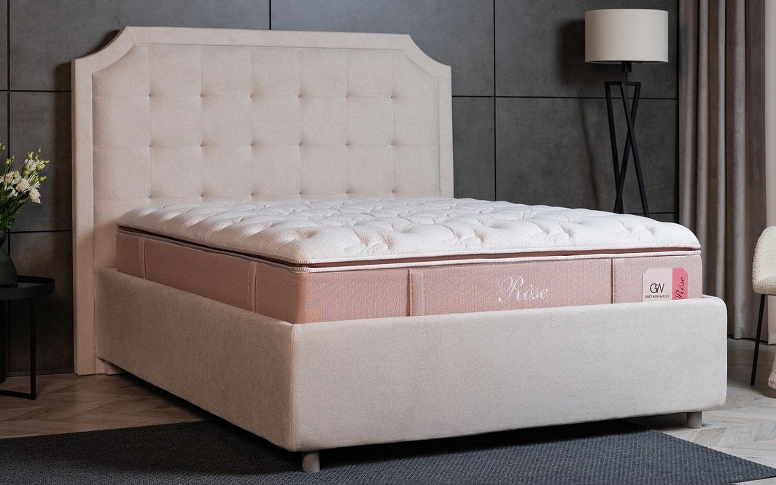 Grether & Wells Rose Imperial mattress in a bedroom interior, view 2