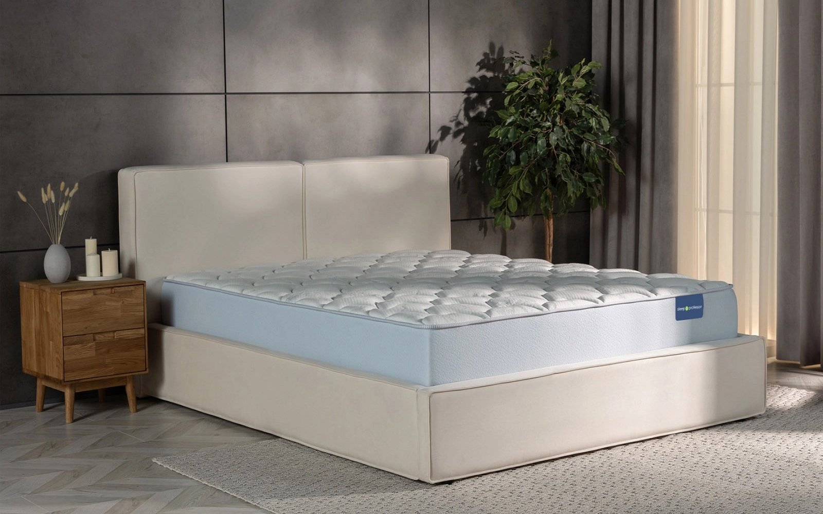 Sleep Professor Vermont Medium mattress in a bedroom interior, view 2
