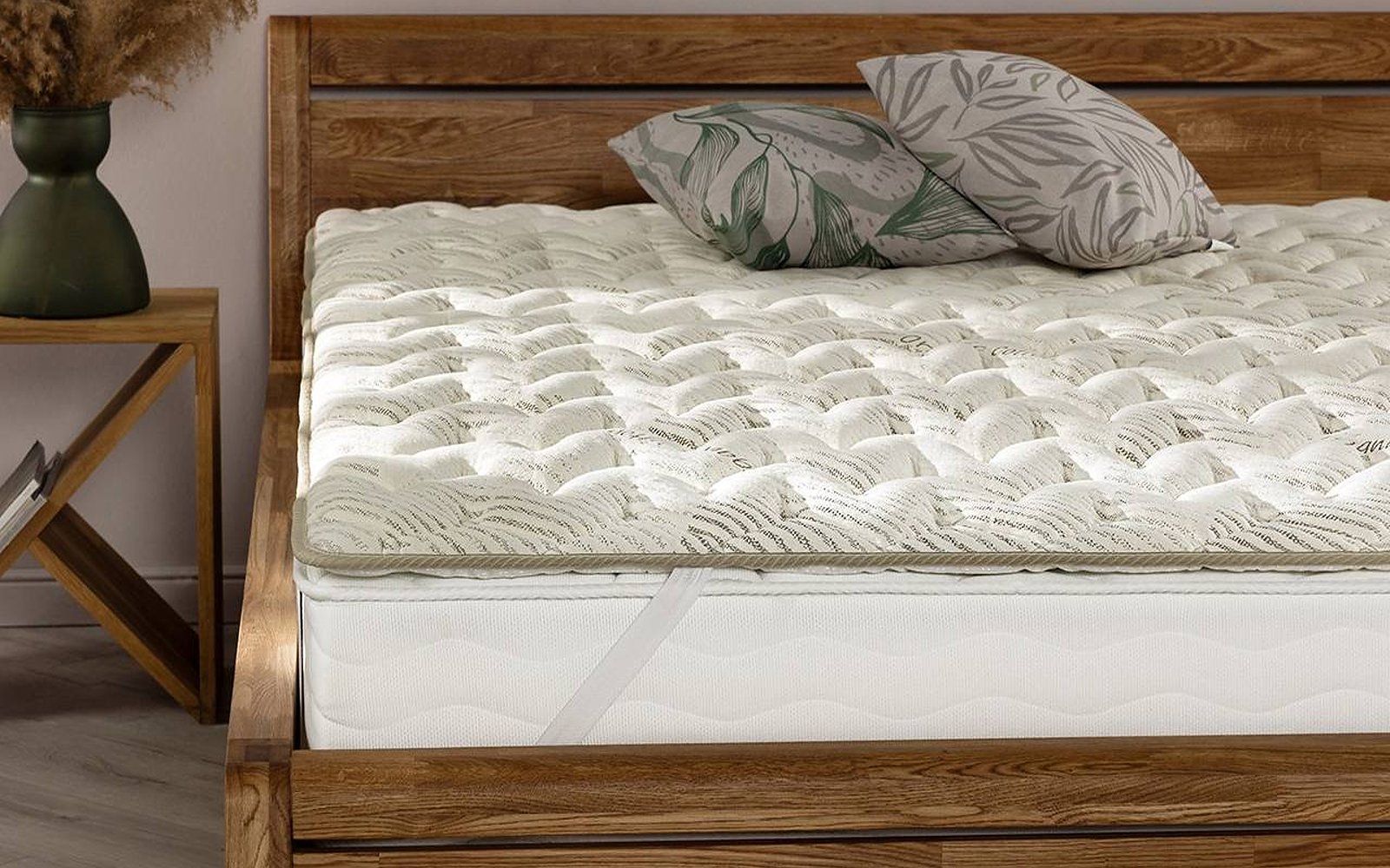 Organic Latex mattress pad in a bedroom interior, view 4