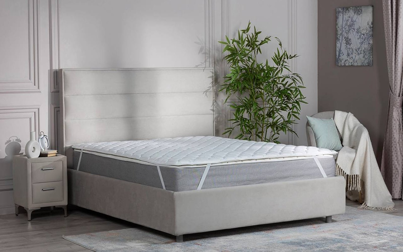 Top Basic mattress pad in a bedroom interior, view 2