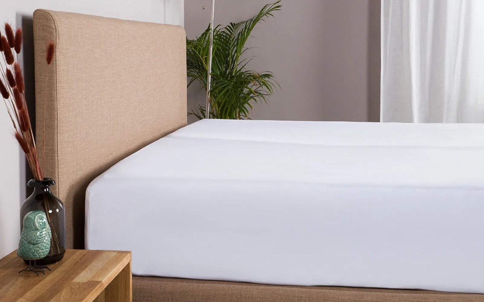 Tencel Butterfly mattress protector in a bedroom interior, view 3