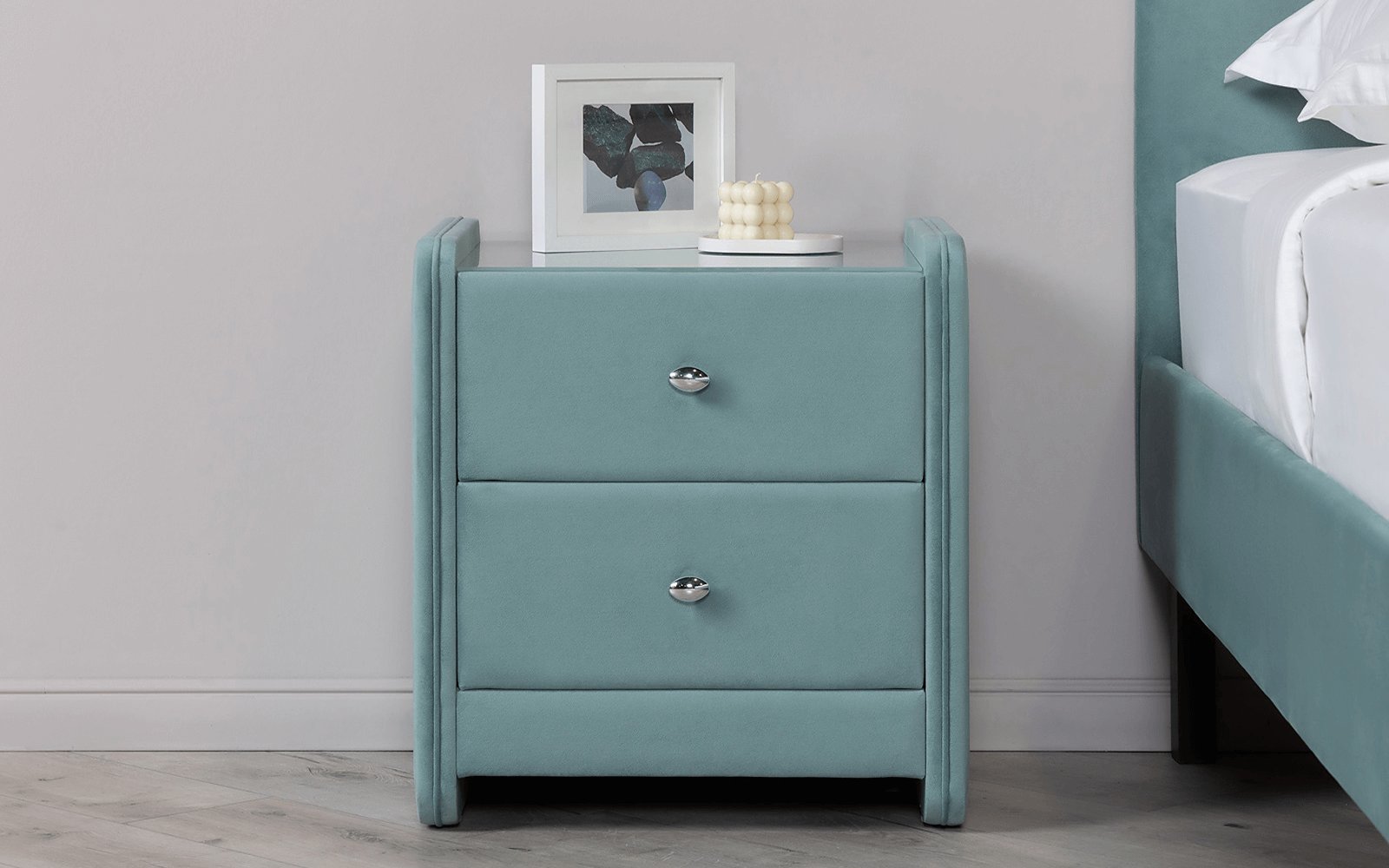 Classic 2 nightstand in a bedroom interior, view 1