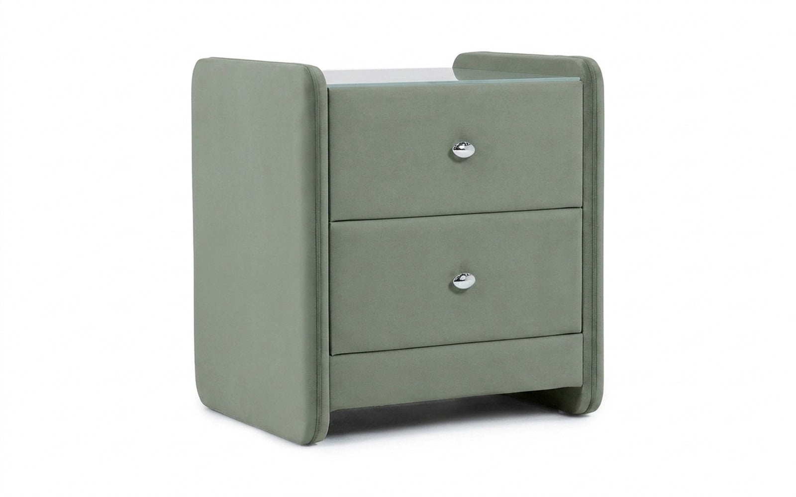 Classic 2 nightstand in Casanova Celadon fabric, product photo on white background