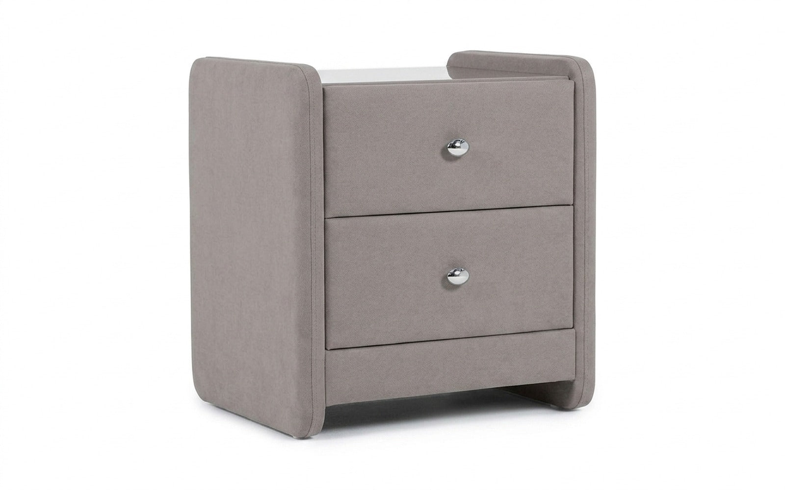 Classic 2 nightstand in Casanova Grey fabric, product photo on white background