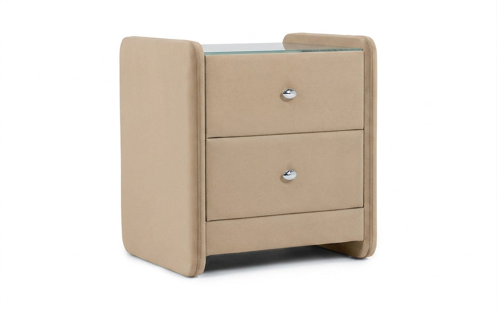 Classic 2 nightstand in Casanova Milk fabric, product photo on white background