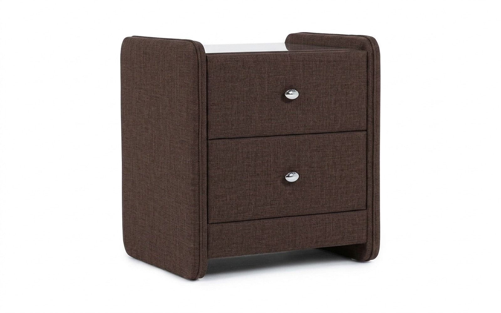 Classic 2 nightstand in Lidot Brown fabric, product photo on white background