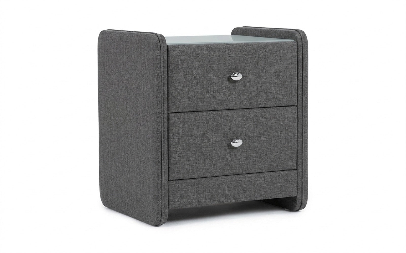 Classic 2 nightstand in Lidot Silver fabric, product photo on white background