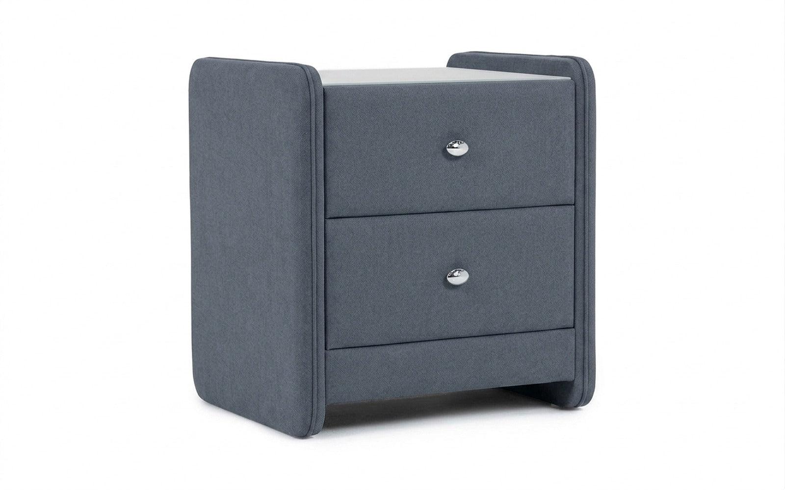 Classic 2 nightstand in Prime Blue fabric, product photo on white background