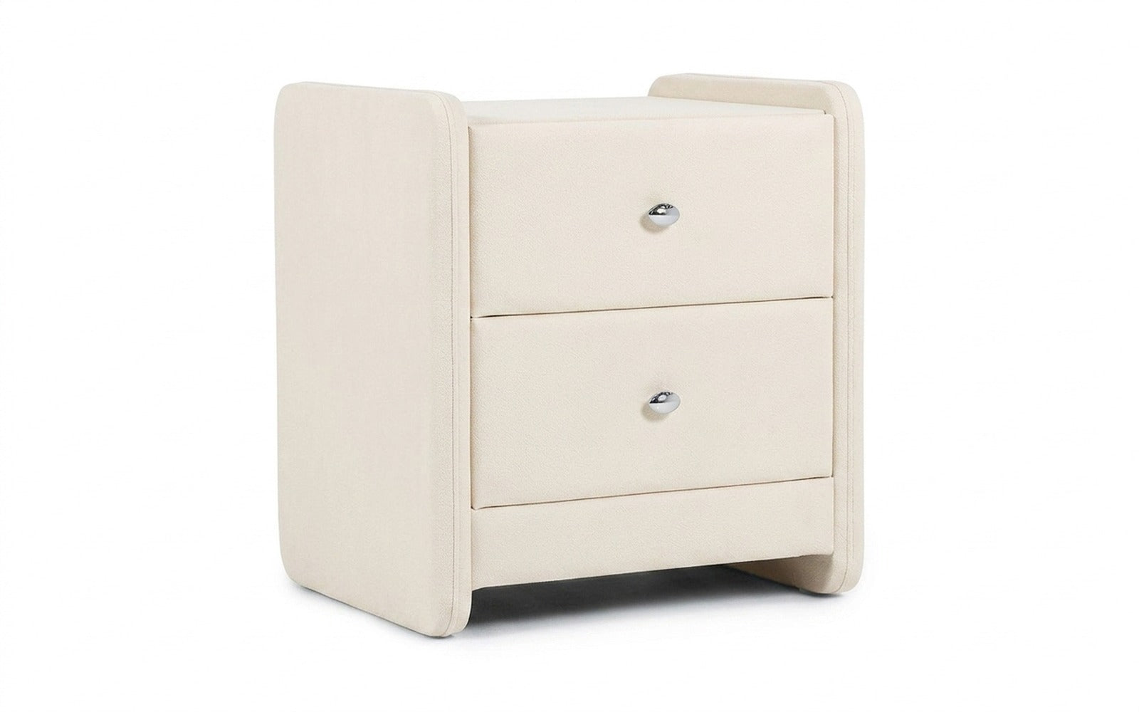 Classic 2 nightstand in Prime White fabric, product photo on white background