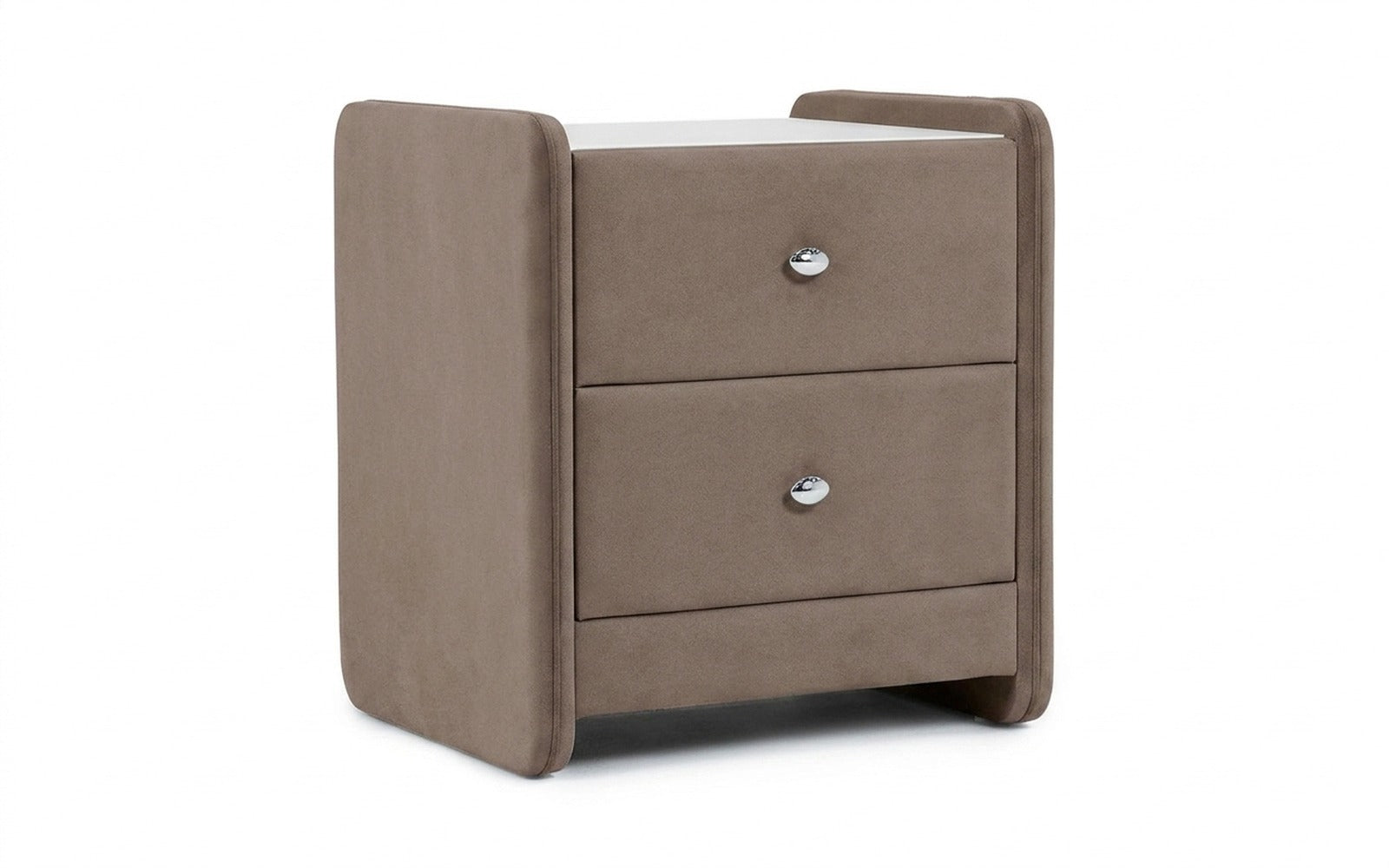 Classic 2 nightstand in Shammy Terra fabric, product photo on white background