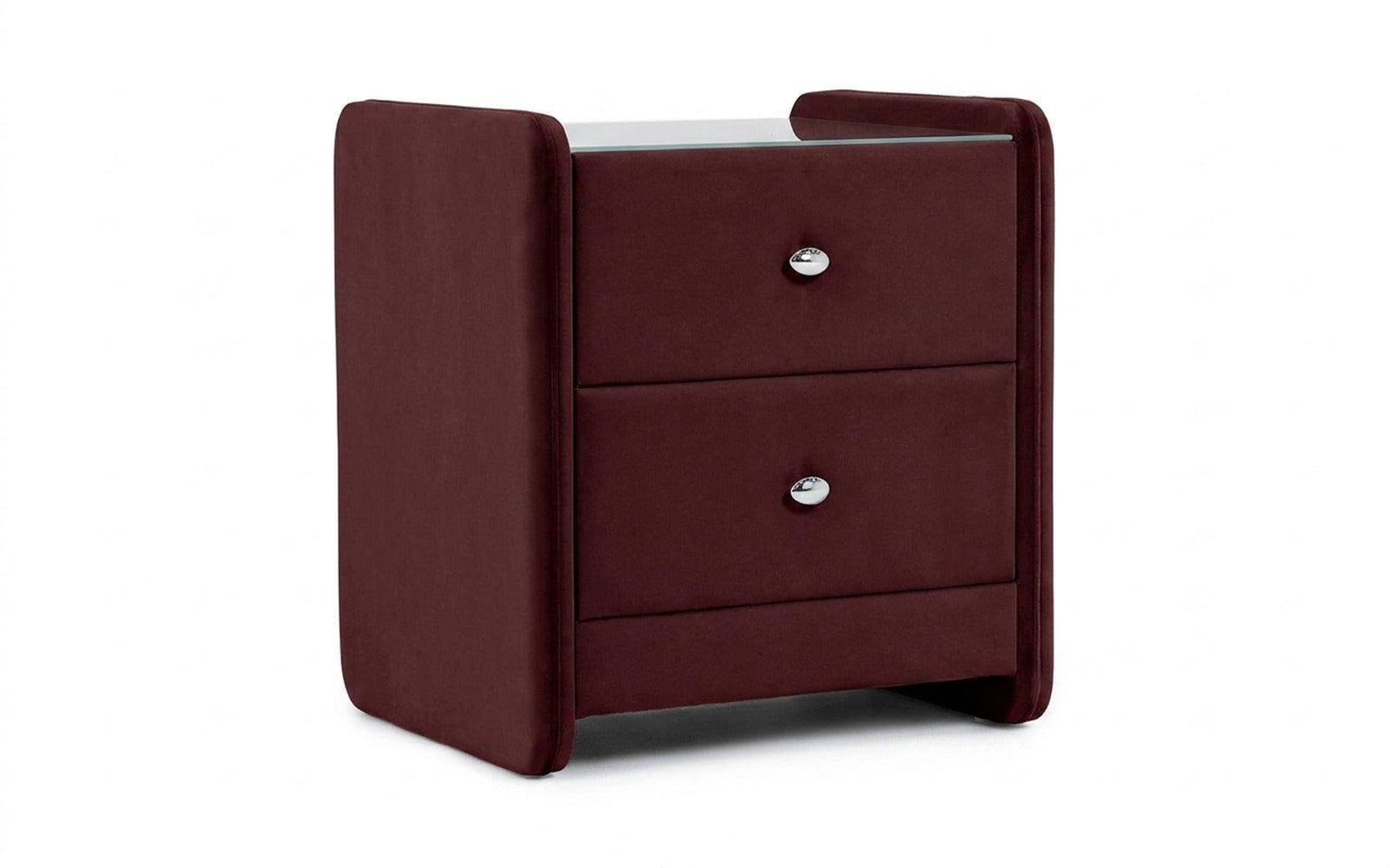 Classic 2 nightstand in Sky Velvet 32 fabric, product photo on white background